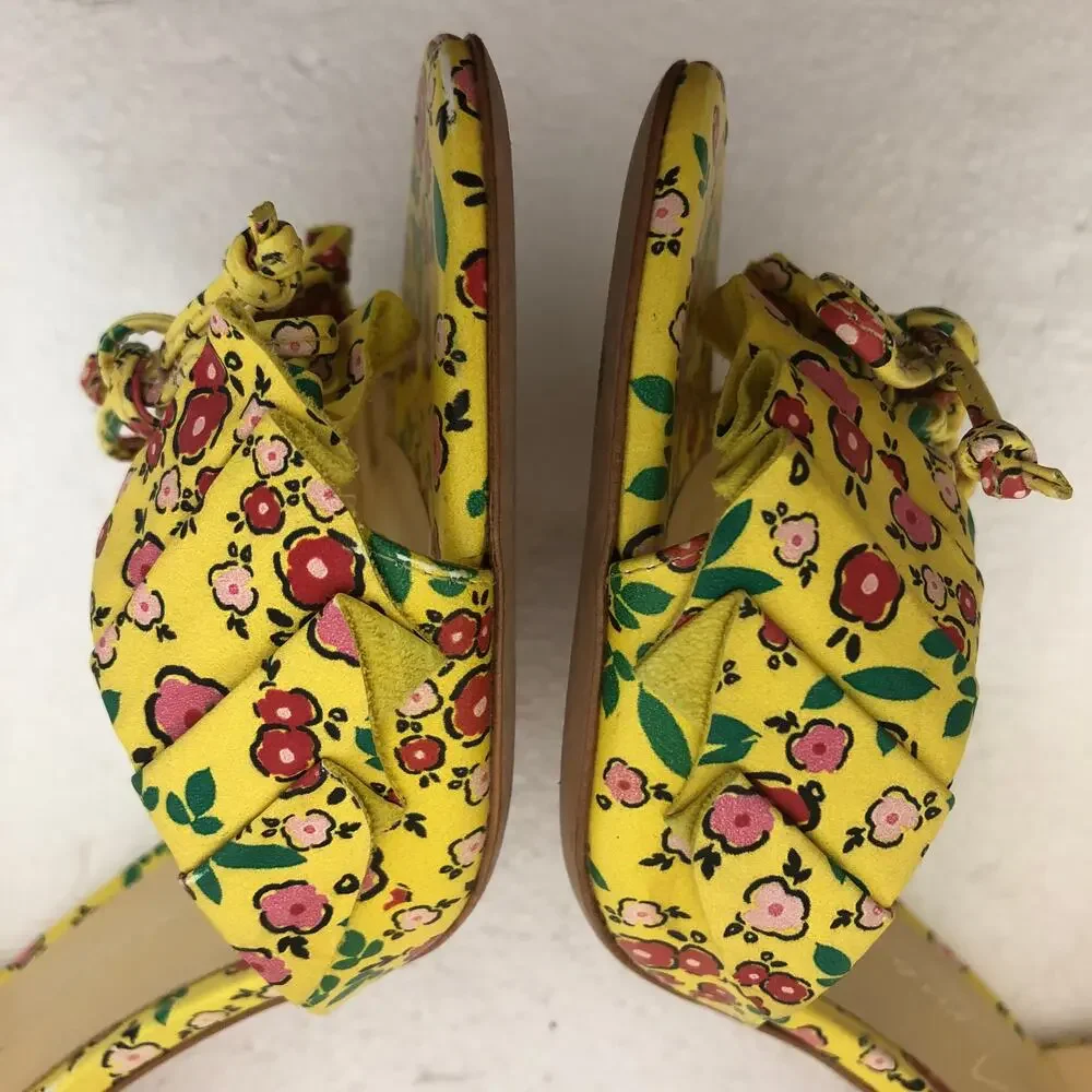 Isa Tapia Evie Sandal Yellow Floral Ruffle Strap Heeled